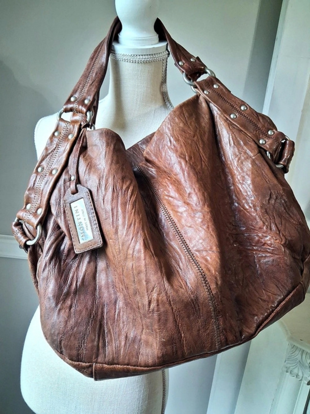 Montini Leather Hobo Bag in Brown